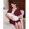 image:imageEkouaer 2 Pack LaborDeliveryHospital Gown 3 in 1 Maternity Dress V Neck Nursing Nightgown Postpartum Pajamas with ButtonBlackDark Red