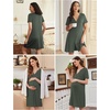 image:imageEkouaer 2 Pack LaborDeliveryHospital Gown 3 in 1 Maternity Dress V Neck Nursing Nightgown Postpartum Pajamas with ButtonBlackDeep Army Green