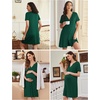 image:imageEkouaer 2 Pack LaborDeliveryHospital Gown 3 in 1 Maternity Dress V Neck Nursing Nightgown Postpartum Pajamas with ButtonBlackLake Green