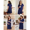image:imageEkouaer 2 Pack LaborDeliveryHospital Gown 3 in 1 Maternity Dress V Neck Nursing Nightgown Postpartum Pajamas with ButtonBlackNavy Blue