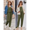 image:imageEkouaer Jumpsuits for Women Casual Sleeveless 2026 Summer Romper Dressy Vacation One Piece Outfits Fashion Travel ClothesArmy Green