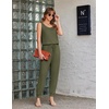 image:imageEkouaer Jumpsuits for Women Casual Sleeveless 2026 Summer Romper Dressy Vacation One Piece Outfits Fashion Travel ClothesArmy Green