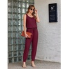 image:imageEkouaer Jumpsuits for Women Casual Sleeveless 2026 Summer Romper Dressy Vacation One Piece Outfits Fashion Travel ClothesBurgundy
