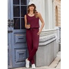 image:imageEkouaer Jumpsuits for Women Casual Sleeveless 2026 Summer Romper Dressy Vacation One Piece Outfits Fashion Travel ClothesBurgundy
