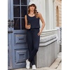 image:imageEkouaer Jumpsuits for Women Casual Sleeveless 2026 Summer Romper Dressy Vacation One Piece Outfits Fashion Travel ClothesDark Blue
