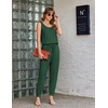 image:imageEkouaer Jumpsuits for Women Casual Sleeveless 2026 Summer Romper Dressy Vacation One Piece Outfits Fashion Travel ClothesDark Green