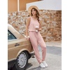 image:imageEkouaer Jumpsuits for Women Casual Sleeveless 2026 Summer Romper Dressy Vacation One Piece Outfits Fashion Travel ClothesDirty Pink