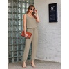 image:imageEkouaer Jumpsuits for Women Casual Sleeveless 2026 Summer Romper Dressy Vacation One Piece Outfits Fashion Travel ClothesKhaki Brown