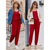 image:imageEkouaer Jumpsuits for Women Casual Sleeveless 2026 Summer Romper Dressy Vacation One Piece Outfits Fashion Travel ClothesRed