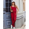 image:imageEkouaer Jumpsuits for Women Casual Sleeveless 2026 Summer Romper Dressy Vacation One Piece Outfits Fashion Travel ClothesRed