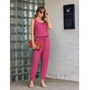 image:imageEkouaer Jumpsuits for Women Casual Sleeveless 2026 Summer Romper Dressy Vacation One Piece Outfits Fashion Travel ClothesRose Red