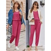 image:imageEkouaer Jumpsuits for Women Casual Sleeveless 2026 Summer Romper Dressy Vacation One Piece Outfits Fashion Travel ClothesRose Red
