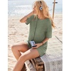 image:imageEkouaer Rompers for Women Casual Ribbed Short Sleeve TShirt Tee Romper Summer Outfits with Pockets 2026Armygreen