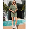 image:imageEkouaer Rompers for Women Casual Ribbed Short Sleeve TShirt Tee Romper Summer Outfits with Pockets 2026Armygreen
