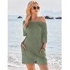 image:imageEkouaer Rompers for Women Casual Ribbed Short Sleeve TShirt Tee Romper Summer Outfits with Pockets 2026Armygreen