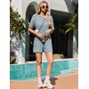 image:imageEkouaer Rompers for Women Casual Ribbed Short Sleeve TShirt Tee Romper Summer Outfits with Pockets 2026Blue