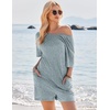 image:imageEkouaer Rompers for Women Casual Ribbed Short Sleeve TShirt Tee Romper Summer Outfits with Pockets 2026Blue