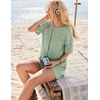 image:imageEkouaer Rompers for Women Casual Ribbed Short Sleeve TShirt Tee Romper Summer Outfits with Pockets 2026Celadon Green