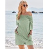 image:imageEkouaer Rompers for Women Casual Ribbed Short Sleeve TShirt Tee Romper Summer Outfits with Pockets 2026Celadon Green