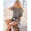 image:imageEkouaer Rompers for Women Casual Ribbed Short Sleeve TShirt Tee Romper Summer Outfits with Pockets 2026Coffeebrown