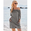 image:imageEkouaer Rompers for Women Casual Ribbed Short Sleeve TShirt Tee Romper Summer Outfits with Pockets 2026Dark Grey