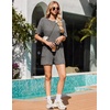 image:imageEkouaer Rompers for Women Casual Ribbed Short Sleeve TShirt Tee Romper Summer Outfits with Pockets 2026Dark Grey