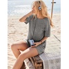 image:imageEkouaer Rompers for Women Casual Ribbed Short Sleeve TShirt Tee Romper Summer Outfits with Pockets 2026Dark Grey