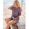 image:imageEkouaer Rompers for Women Casual Ribbed Short Sleeve TShirt Tee Romper Summer Outfits with Pockets 2026Dark Purple