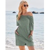 image:imageEkouaer Rompers for Women Casual Ribbed Short Sleeve TShirt Tee Romper Summer Outfits with Pockets 2026Green