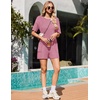 image:imageEkouaer Rompers for Women Casual Ribbed Short Sleeve TShirt Tee Romper Summer Outfits with Pockets 2026Hot Pink