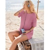 image:imageEkouaer Rompers for Women Casual Ribbed Short Sleeve TShirt Tee Romper Summer Outfits with Pockets 2026Hot Pink