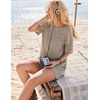 image:imageEkouaer Rompers for Women Casual Ribbed Short Sleeve TShirt Tee Romper Summer Outfits with Pockets 2026Khaki