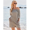 image:imageEkouaer Rompers for Women Casual Ribbed Short Sleeve TShirt Tee Romper Summer Outfits with Pockets 2026Khaki2