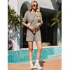 image:imageEkouaer Rompers for Women Casual Ribbed Short Sleeve TShirt Tee Romper Summer Outfits with Pockets 2026Khaki2