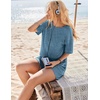 image:imageEkouaer Rompers for Women Casual Ribbed Short Sleeve TShirt Tee Romper Summer Outfits with Pockets 2026Lake Blue