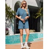 image:imageEkouaer Rompers for Women Casual Ribbed Short Sleeve TShirt Tee Romper Summer Outfits with Pockets 2026Lake Blue