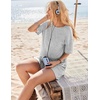 image:imageEkouaer Rompers for Women Casual Ribbed Short Sleeve TShirt Tee Romper Summer Outfits with Pockets 2026Light Gery