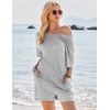 image:imageEkouaer Rompers for Women Casual Ribbed Short Sleeve TShirt Tee Romper Summer Outfits with Pockets 2026Light Gery
