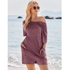 image:imageEkouaer Rompers for Women Casual Ribbed Short Sleeve TShirt Tee Romper Summer Outfits with Pockets 2026Maroon