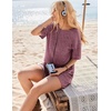 image:imageEkouaer Rompers for Women Casual Ribbed Short Sleeve TShirt Tee Romper Summer Outfits with Pockets 2026Maroon