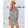 image:imageEkouaer Rompers for Women Casual Ribbed Short Sleeve TShirt Tee Romper Summer Outfits with Pockets 2026Moon Gray