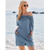 image:imageEkouaer Rompers for Women Casual Ribbed Short Sleeve TShirt Tee Romper Summer Outfits with Pockets 2026Navy Blue