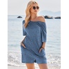image:imageEkouaer Rompers for Women Casual Ribbed Short Sleeve TShirt Tee Romper Summer Outfits with Pockets 2026Snorkel Blue