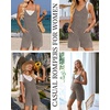 image:imageEkouaer Rompers for Women Summer Casual Sleeveless Strap Maternity Jumpsuit Vacation Shorts Overalls with PocketsCoffee Brown