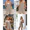image:imageEkouaer Rompers for Women Summer Casual Sleeveless Strap Maternity Jumpsuit Vacation Shorts Overalls with PocketsKhaki