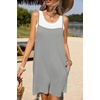 image:imageEkouaer Summer Rompers for Women Floral Beach Sleeveless Shorts Overalls Boho Outfits 2026 Jumpsuit With PocketsGrey