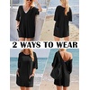image:imageEkouaer Summer Rompers for Women Short Sleeve Oversized Tshirt Romper Reversible Baggy Jumpsuit Outfits with PocketsBlack