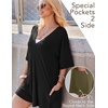 image:imageEkouaer Summer Rompers for Women Short Sleeve Oversized Tshirt Romper Reversible Baggy Jumpsuit Outfits with PocketsBlack