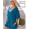 image:imageEkouaer Summer Rompers for Women Short Sleeve Oversized Tshirt Romper Reversible Baggy Jumpsuit Outfits with PocketsBlue