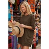 image:imageEkouaer Summer Rompers for Women Short Sleeve Oversized Tshirt Romper Reversible Baggy Jumpsuit Outfits with PocketsBrown